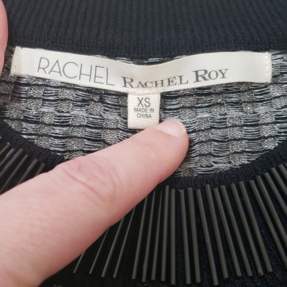 Rachel Roy xs edgy bodycon long sleeve dress jeweled scoop metallic trim - Picture 3 of 6